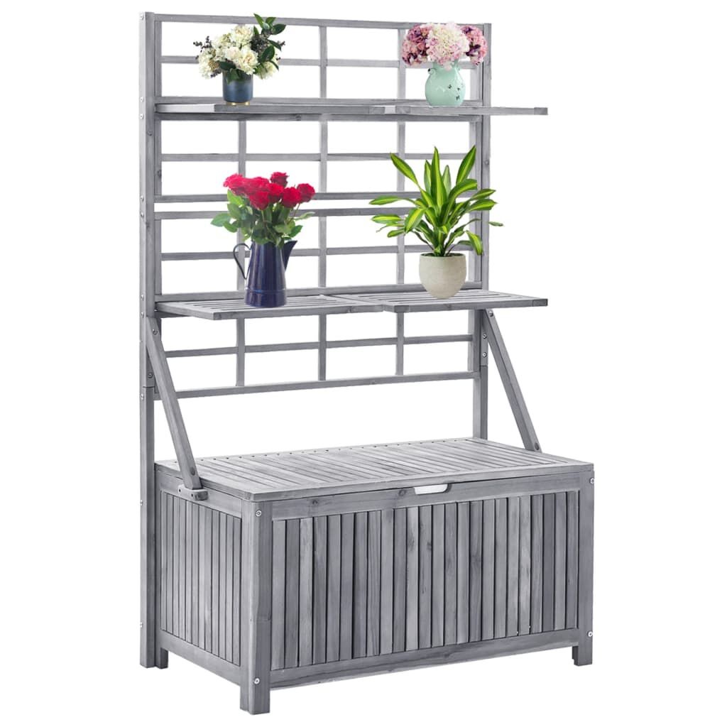 vidaXL Opbergbox Acaciahout Grijs 99cm - 35% Korting!