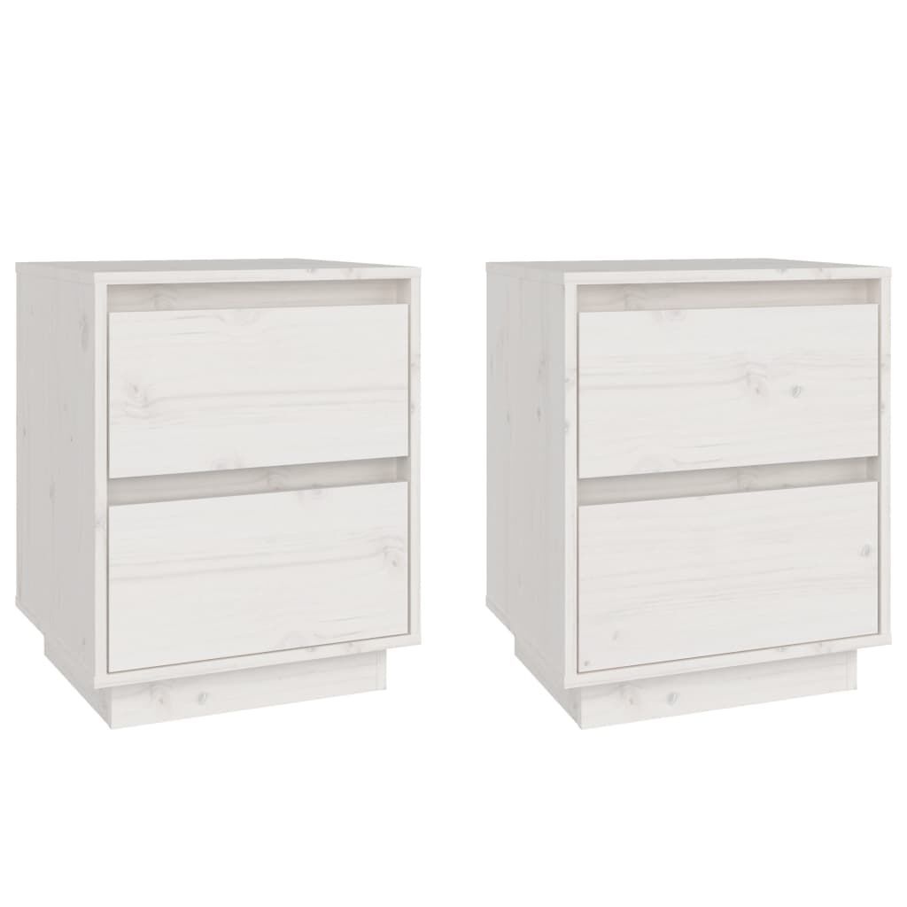 vidaXL Nachtkastjes Grenenhout Wit (2 st) -35% Korting!