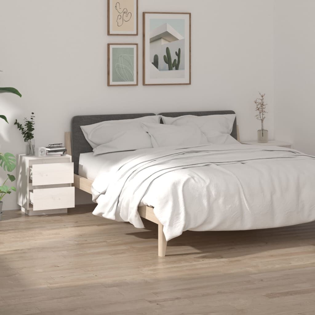 vidaXL Nachtkastjes Grenenhout Wit (2 st) -35% Korting!