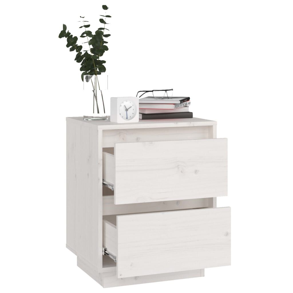 vidaXL Nachtkastjes Grenenhout Wit (2 st) -35% Korting!