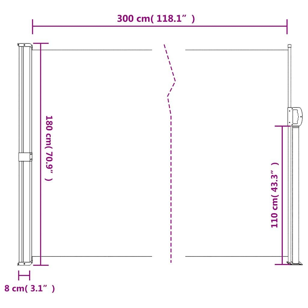 vidaXL Uittrekbaar Windscherm 180x300cm Zwart - 35% Korting!
