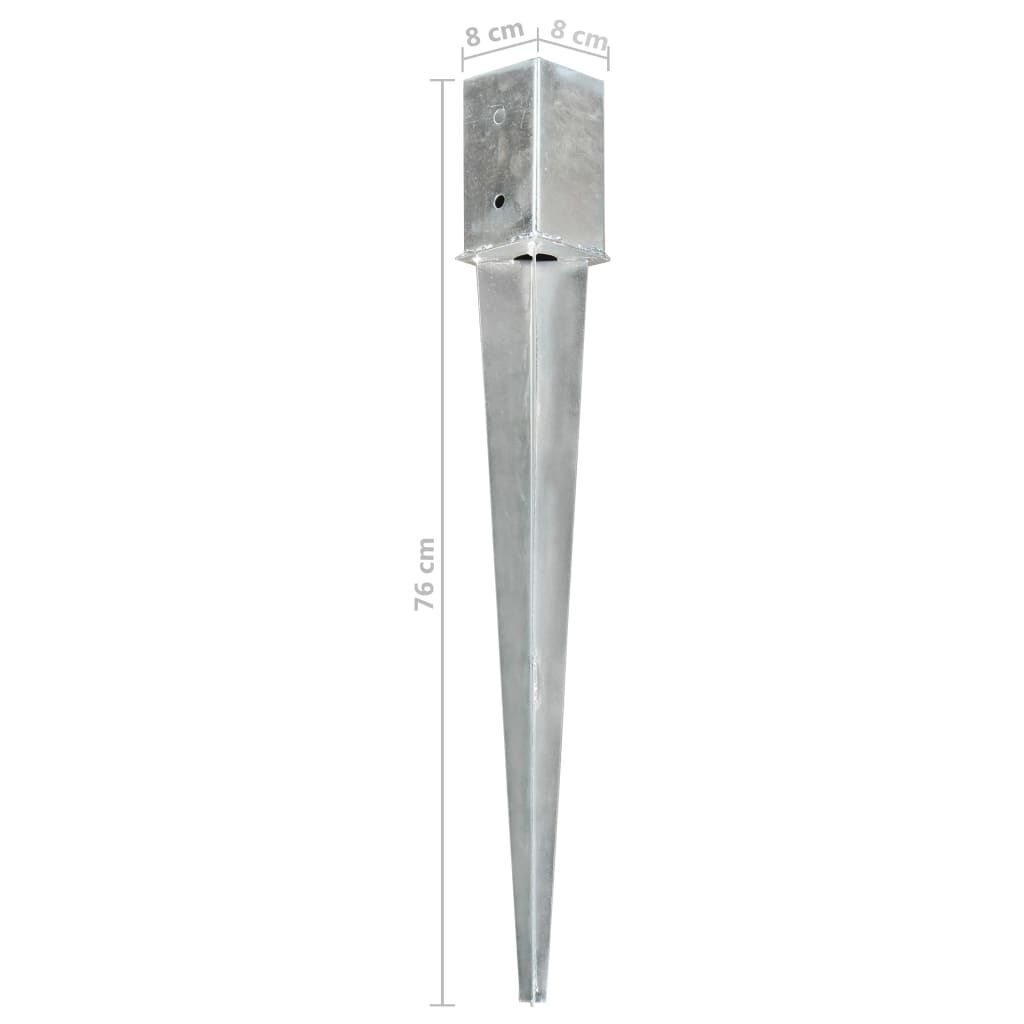 VidaXL Grondpinnen 2st 8x8x76cm - 53% Korting! Gegalvaniseerd Staal