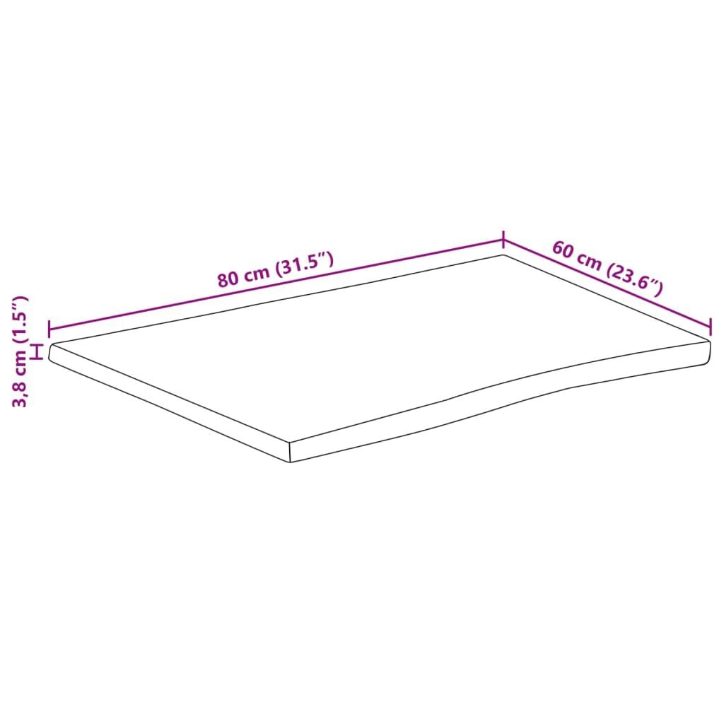 Tafelblad Acaciahout 80x60cm - Natuurlijke Rand - 35% Korting!
