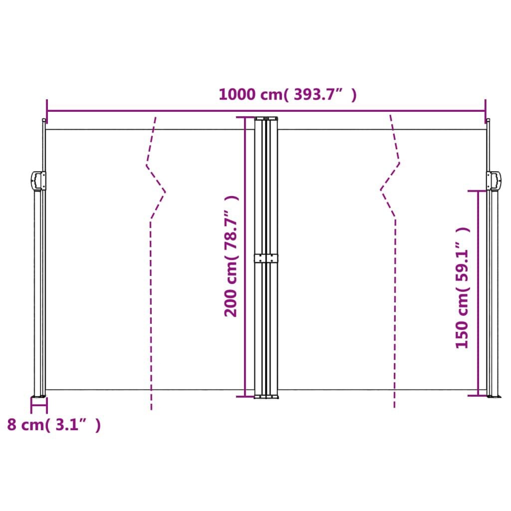 VidaXL Uittrekbaar Windscherm 200x1000cm Zwart - 35% Korting!