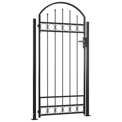 vidaXL Tuinpoort met Palen - 105x204cm Zwart - 35% Korting!