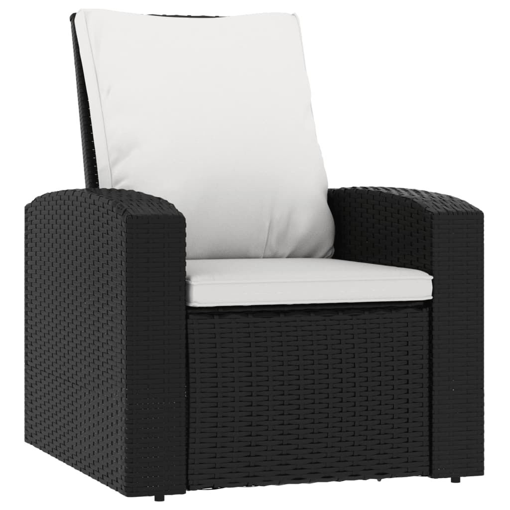 vidaXL Verstelbare Tuinstoel Zwart Rattan incl. Kussens -47%