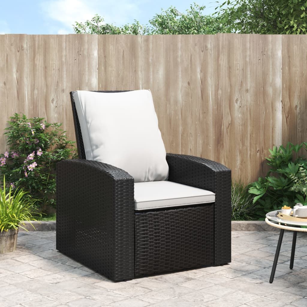 vidaXL Verstelbare Tuinstoel Zwart Rattan incl. Kussens -47%