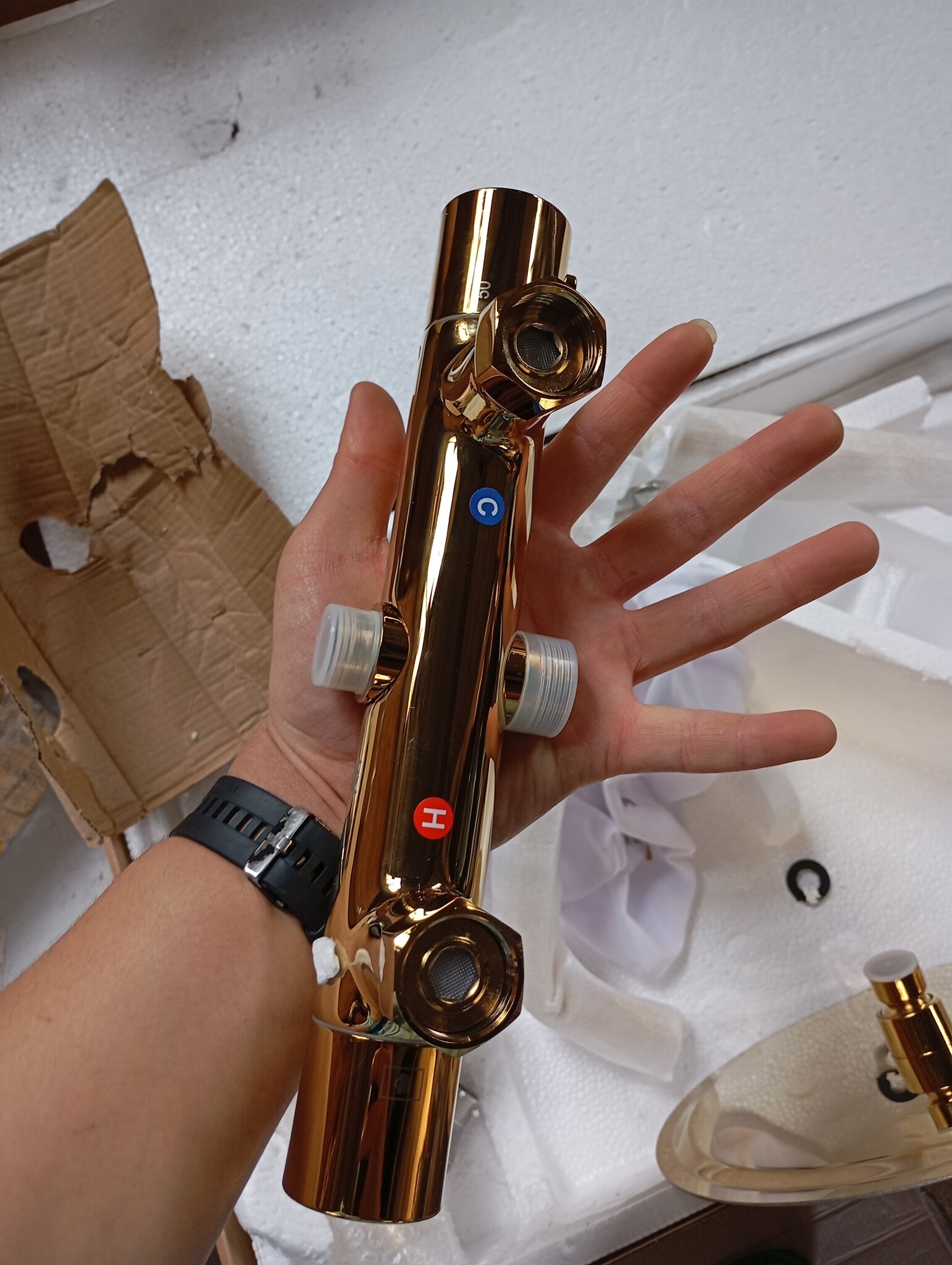 Gouden Regendoucheset met Thermostaat - 25cm - 55% Korting!