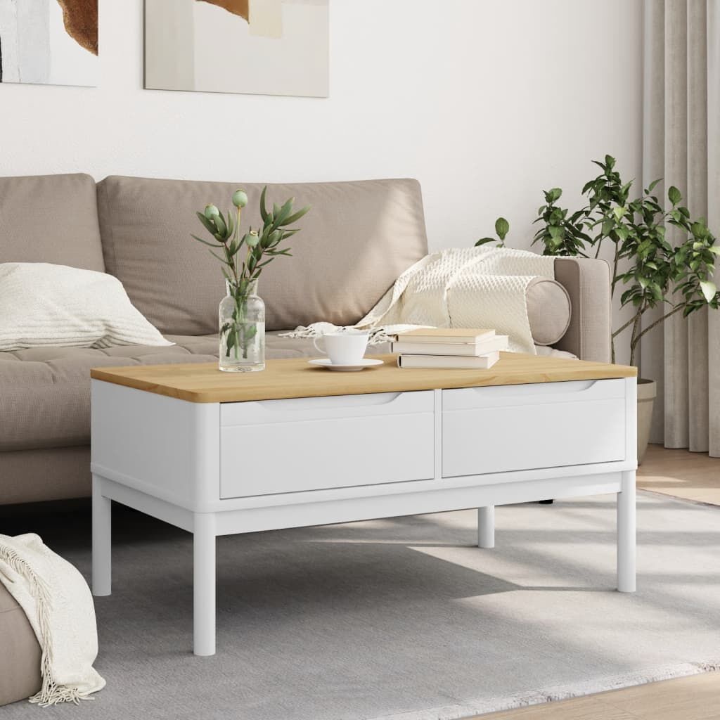 vidaXL Salontafel FLORO Wit Grenenhout - 35% Korting!