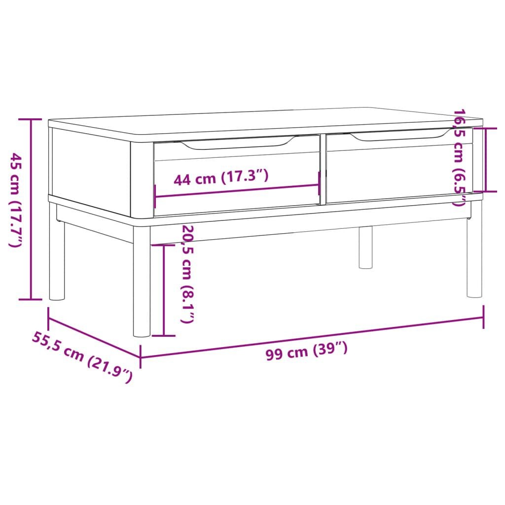 vidaXL Salontafel FLORO Wit Grenenhout - 35% Korting!