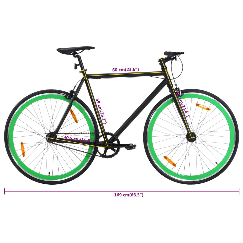 Fiets met Vaste Versnelling 700c Zwart/Groen - 45% Korting!
