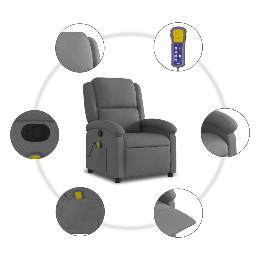 vidaXL Massagestoel Donkergrijs - 35% Korting!