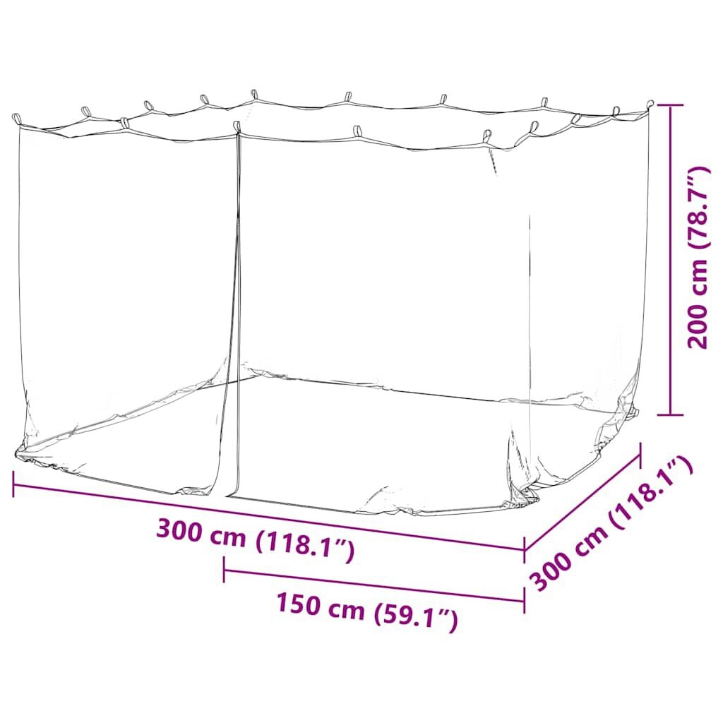vidaXL Klamboe 300x300x200cm Zwart - 35% Korting!