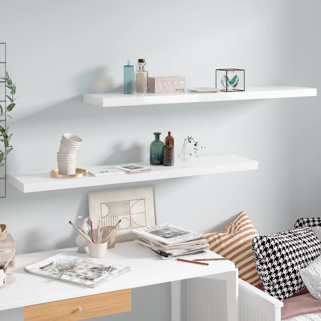 vidaXL Wandplanken Hoogglans Wit - 120cm - 35% Korting!
