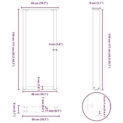 Salontafelpoten U-vorm Zwart - 50x110cm - 41% Korting!