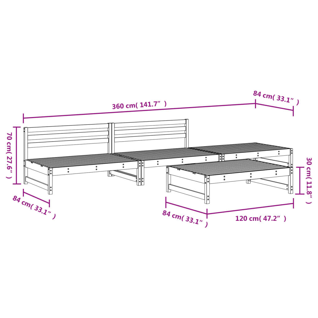 VidaXL Loungeset Grenenhout Wit 4-delig -45%!