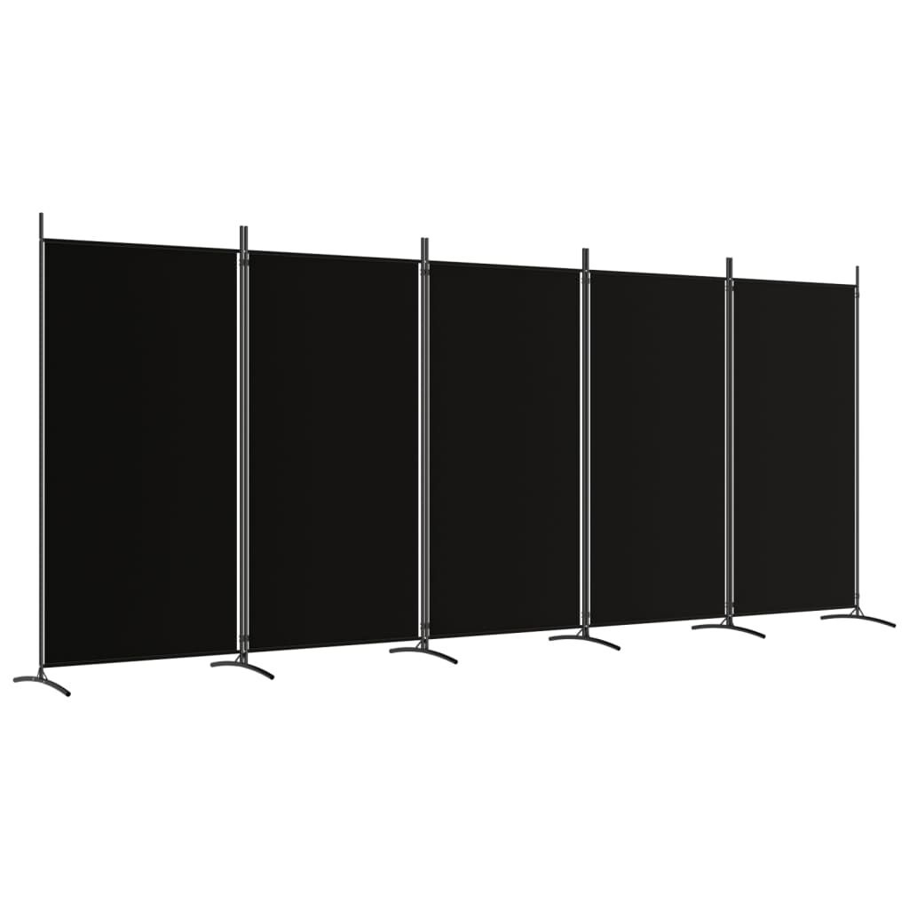 Kamerscherm 5 Panelen Zwart 433cm - Zo Goed Als Nieuw - 35% Korting!