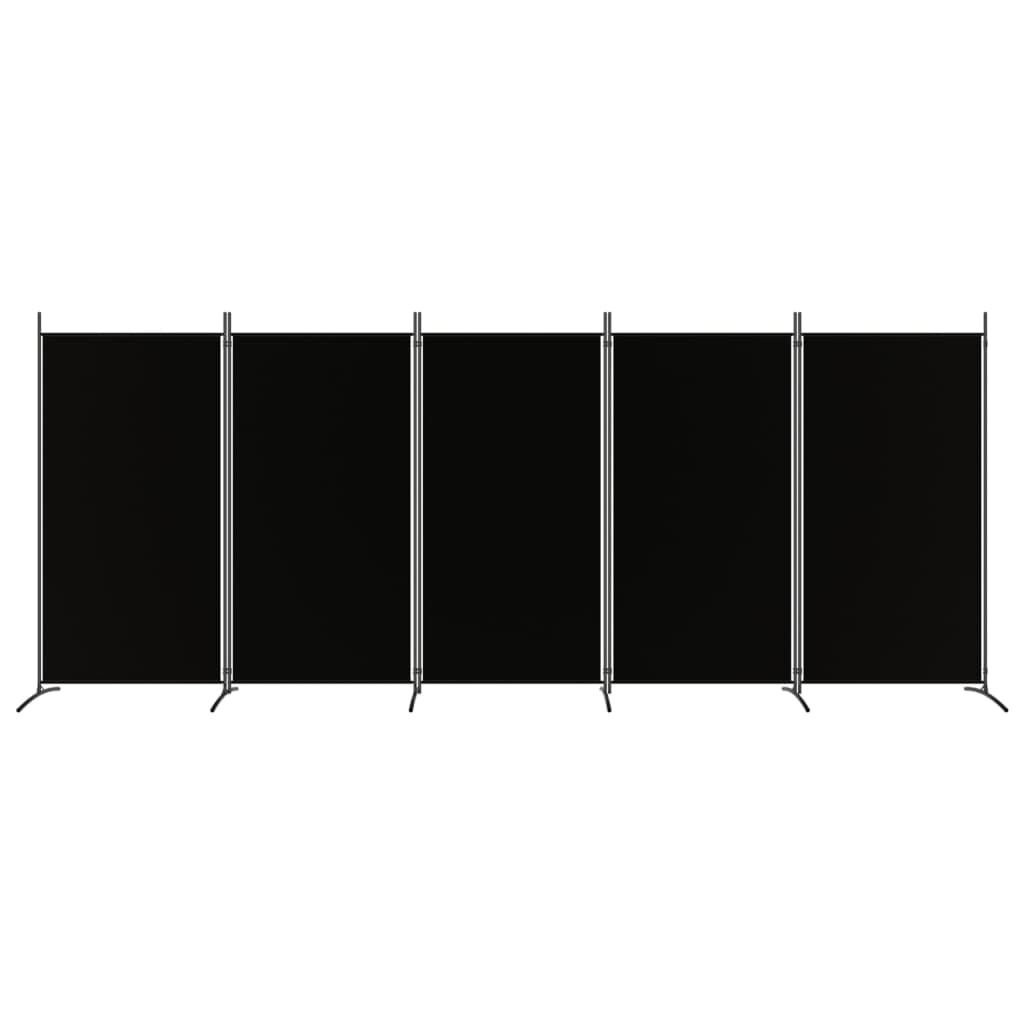 Kamerscherm 5 Panelen Zwart 433cm - Zo Goed Als Nieuw - 35% Korting!
