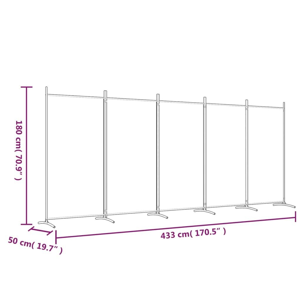 Kamerscherm 5 Panelen Zwart 433cm - Zo Goed Als Nieuw - 35% Korting!