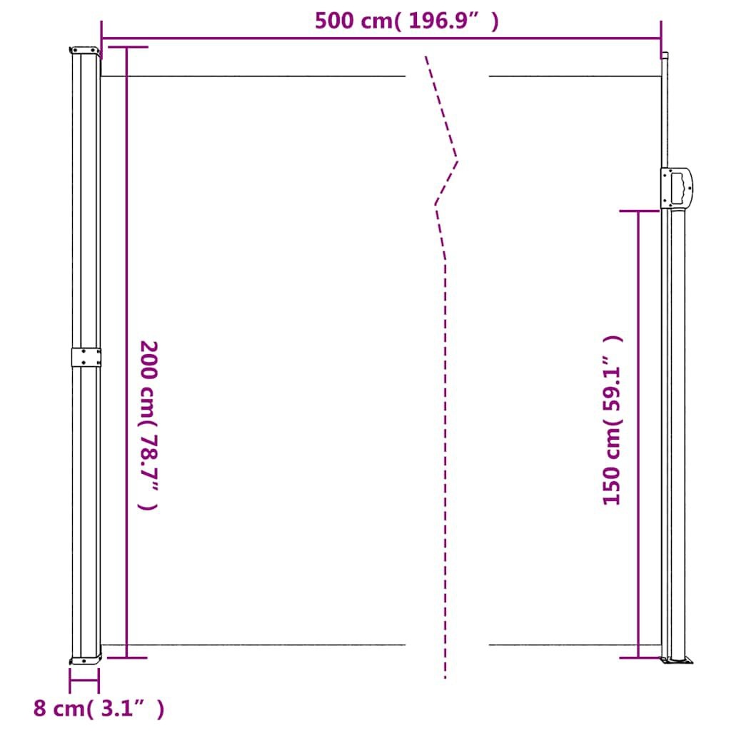 VidaXL Uittrekbaar Windscherm 200x500cm Crème -35% Korting!