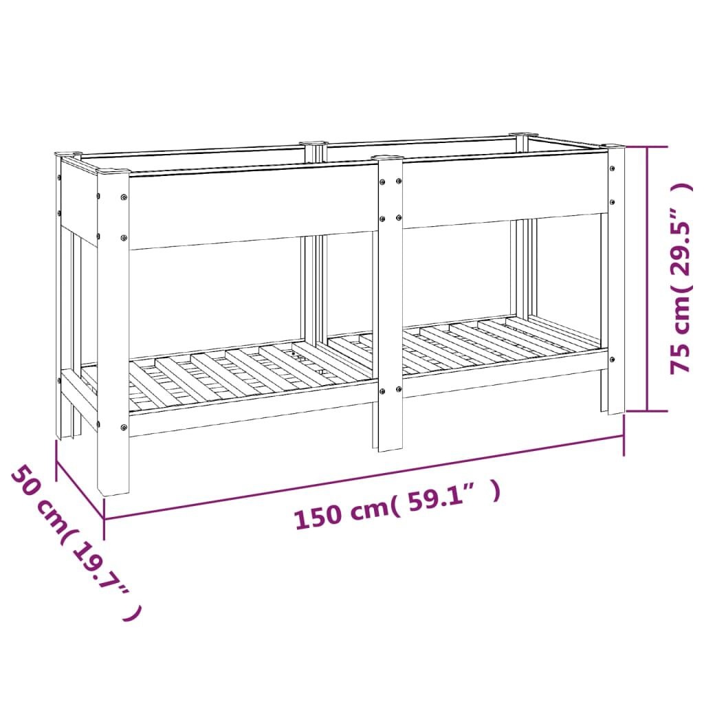 VidaXL Verhoogde Plantenbak met Schap - 150cm - 35% Korting!