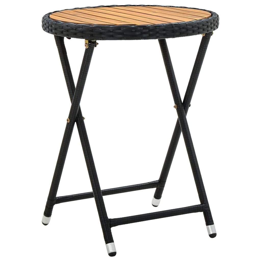 VidaXL Salontafel Zwart Rattan/Acaciahout - 60cm - 35% Korting!