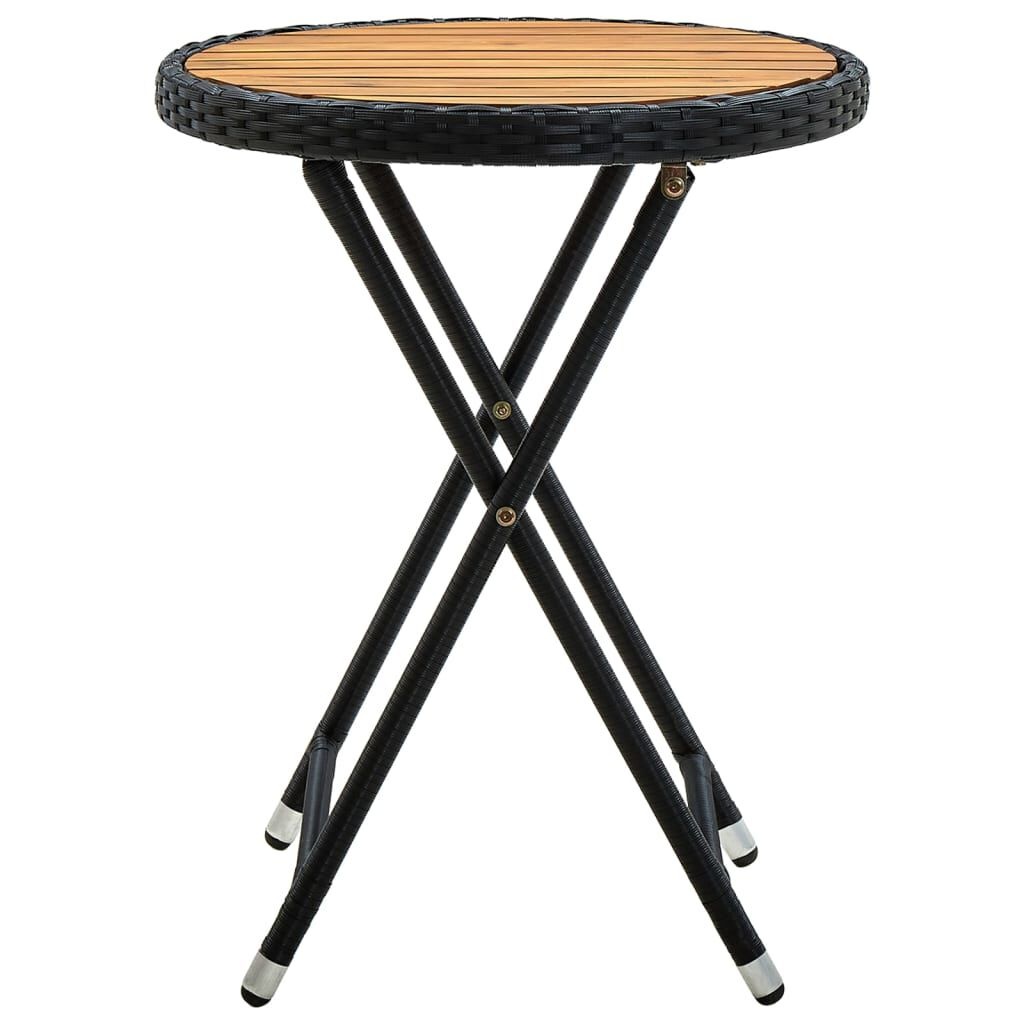 VidaXL Salontafel Zwart Rattan/Acaciahout - 60cm - 35% Korting!