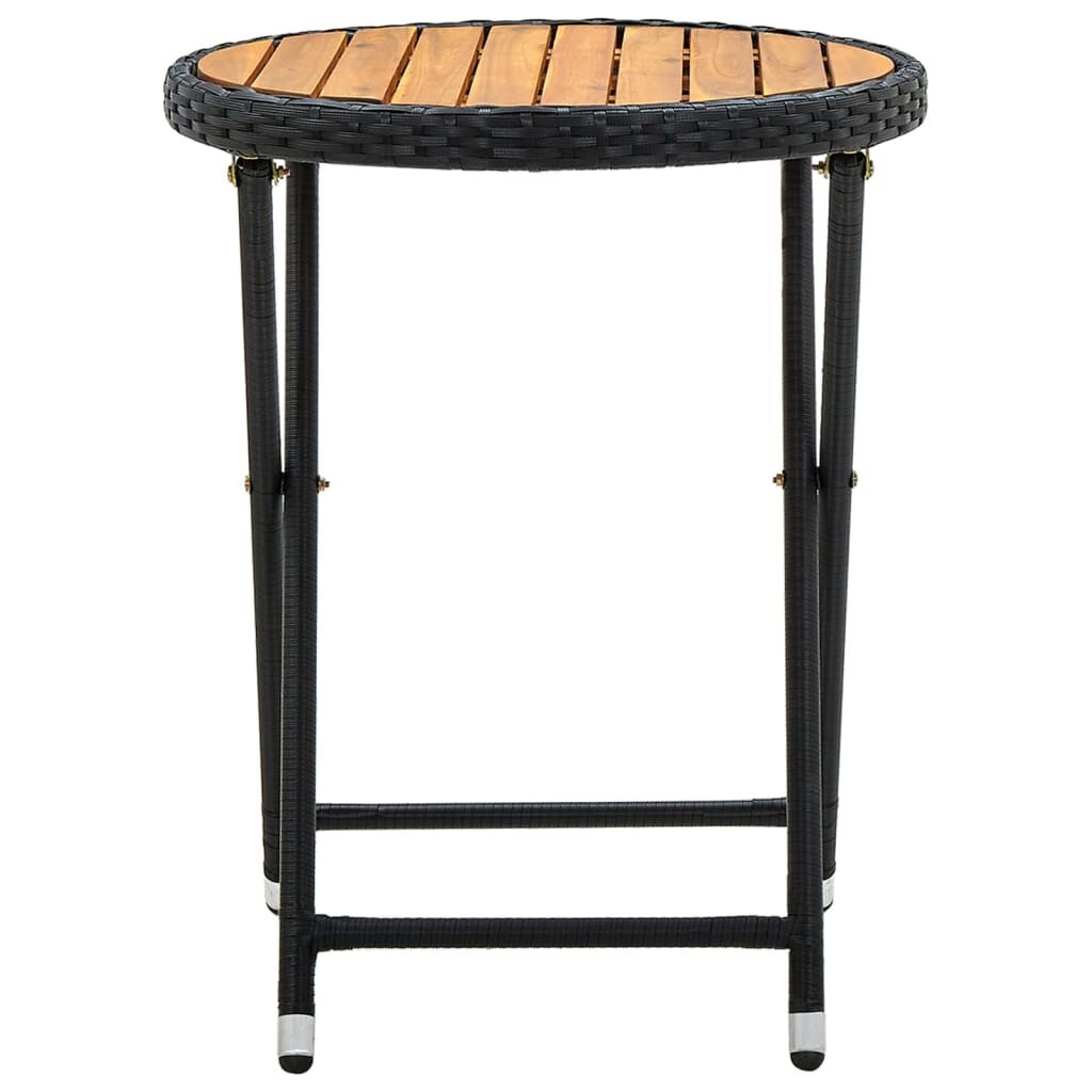 VidaXL Salontafel Zwart Rattan/Acaciahout - 60cm - 35% Korting!