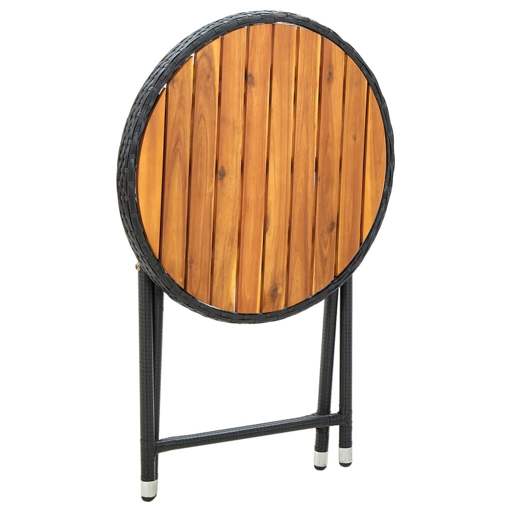 VidaXL Salontafel Zwart Rattan/Acaciahout - 60cm - 35% Korting!