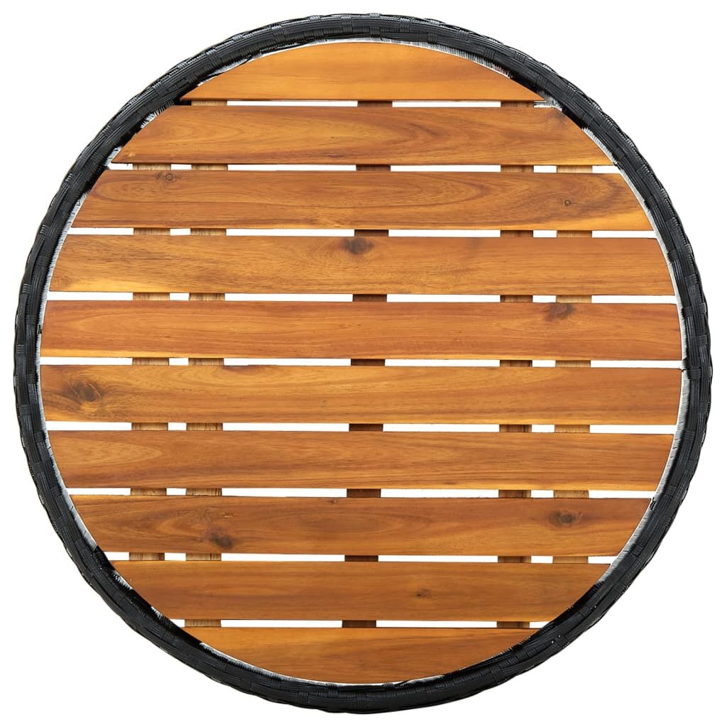 VidaXL Salontafel Zwart Rattan/Acaciahout - 60cm - 35% Korting!