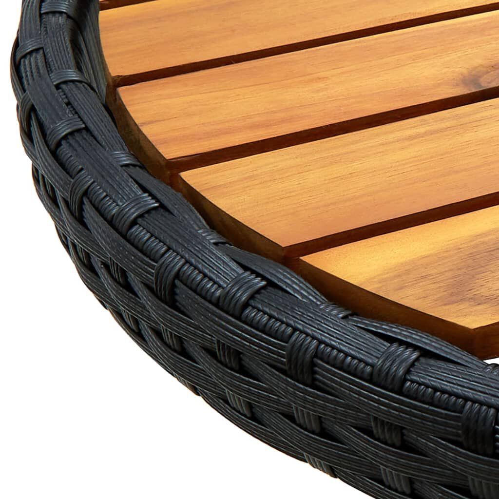 VidaXL Salontafel Zwart Rattan/Acaciahout - 60cm - 35% Korting!