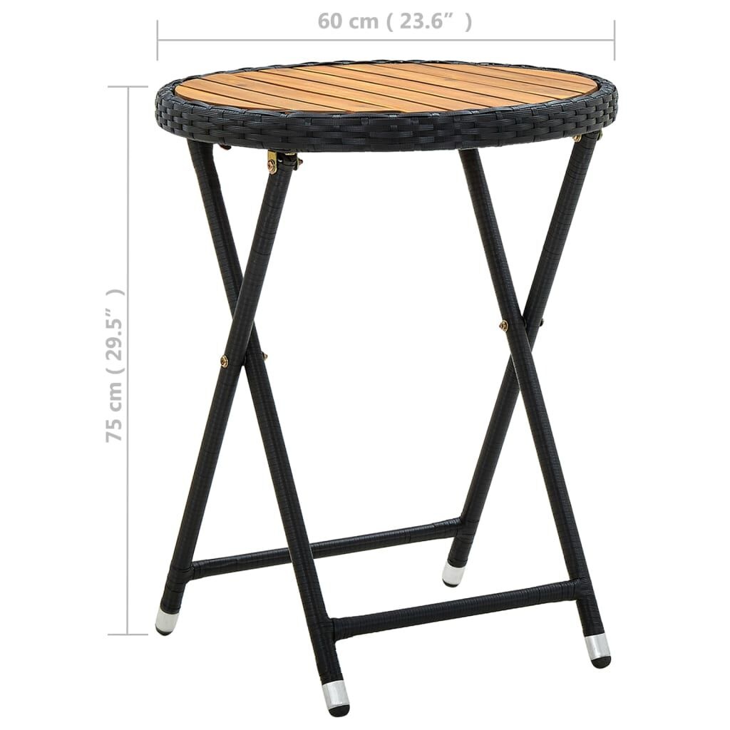 VidaXL Salontafel Zwart Rattan/Acaciahout - 60cm - 35% Korting!