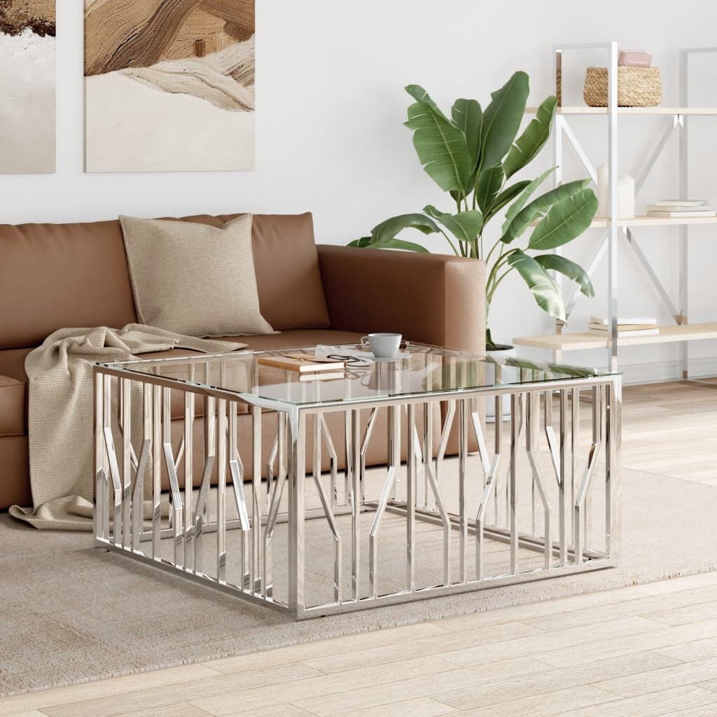 Salontafel RVS/Glas 100x100cm - 55% Korting! Krasjes