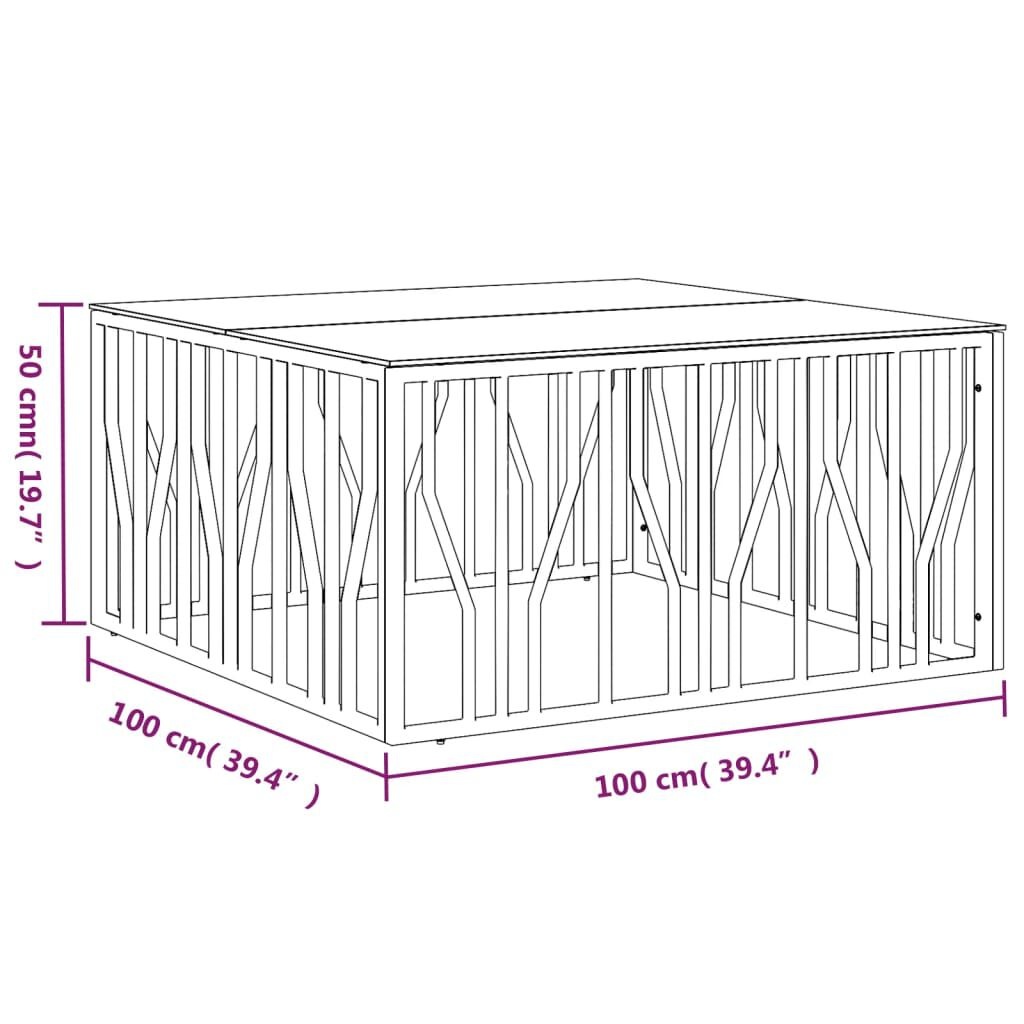 Salontafel RVS/Glas 100x100cm - 55% Korting! Krasjes
