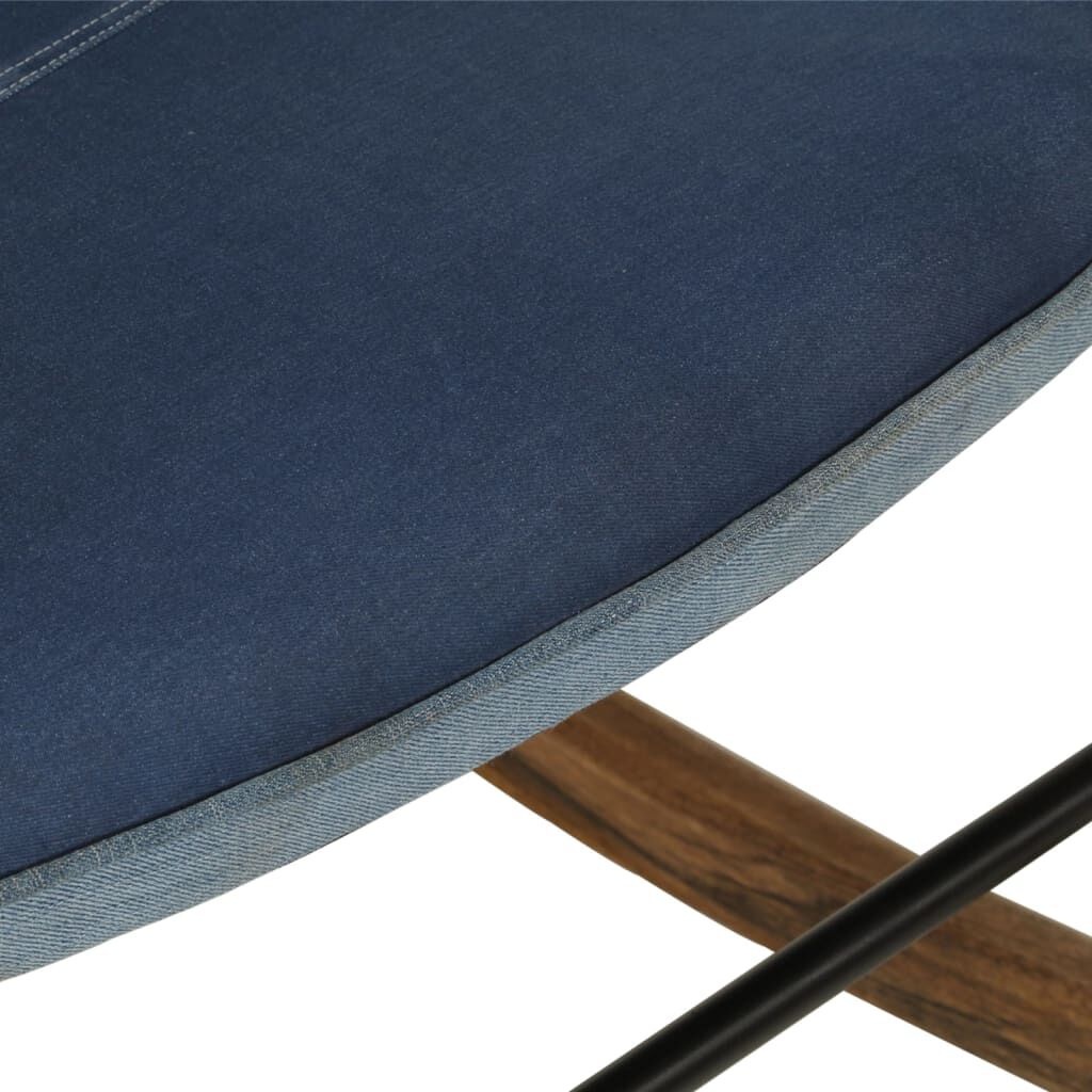 Schommelstoel + Voetenbank Patchwork Blauw - 35% Korting!