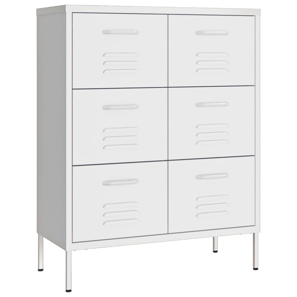 vidaXL Ladekast Wit Staal 80x35x101,5cm - 53% Korting!