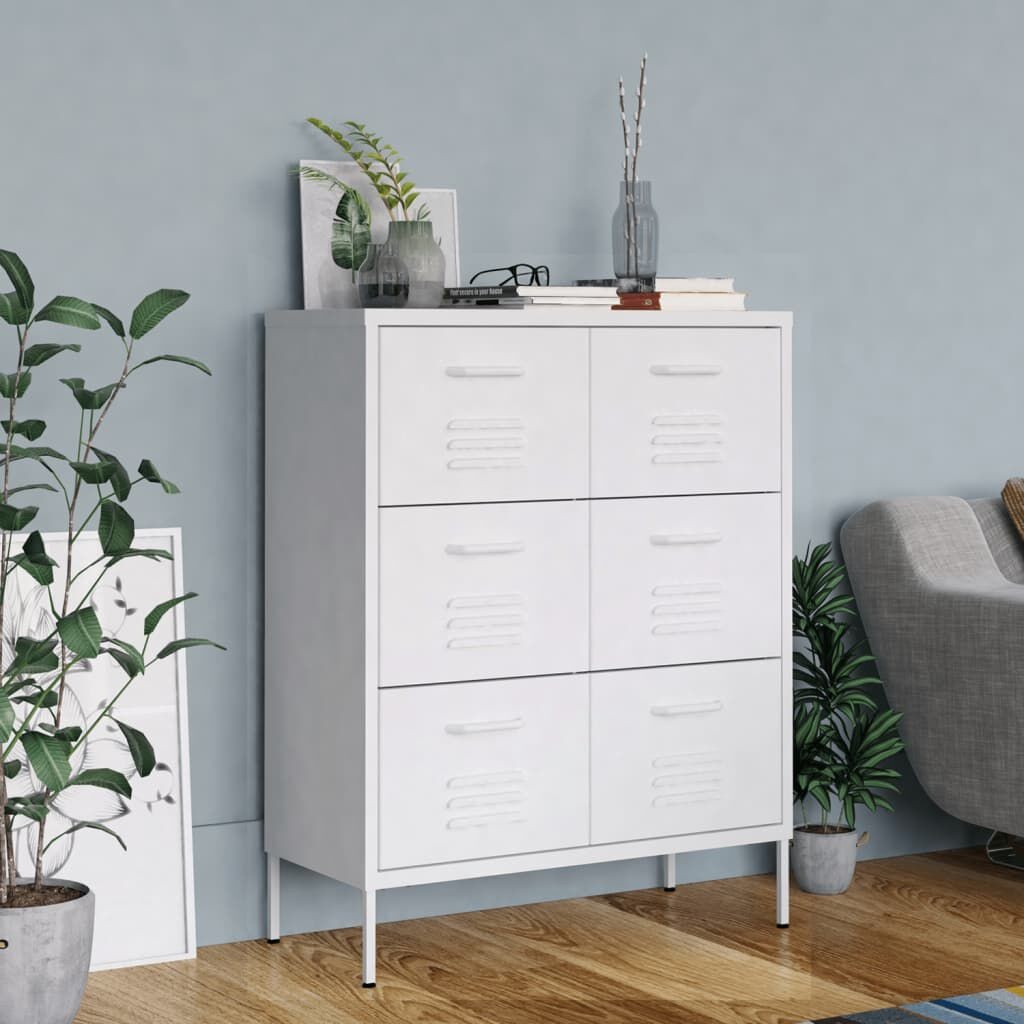 vidaXL Ladekast Wit Staal 80x35x101,5cm - 53% Korting!