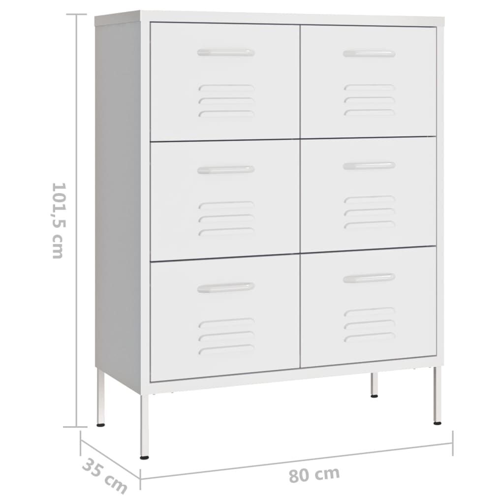 vidaXL Ladekast Wit Staal 80x35x101,5cm - 53% Korting!
