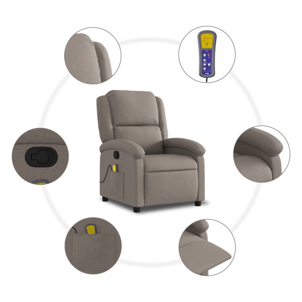 vidaXL Massagestoel Taupe - Verstelbaar - 47% Korting!