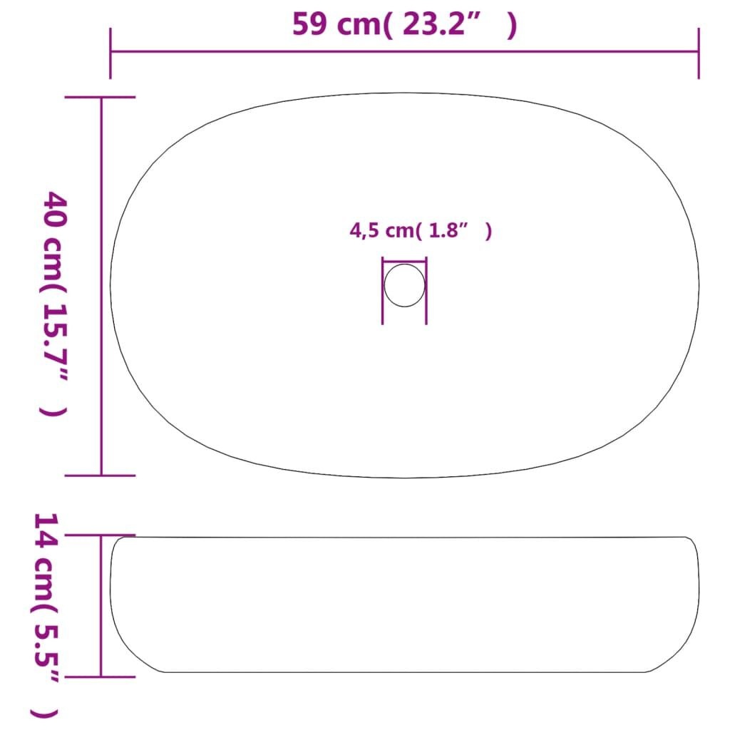 vidaXL Ovale Opzetwasbak Bruin/Blauw - 59cm - 47% Korting!