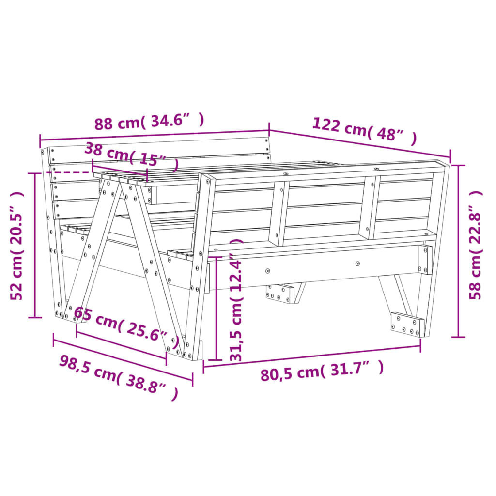 VidaXL Picknicktafel Kinderen Grenenhout -35% Korting!