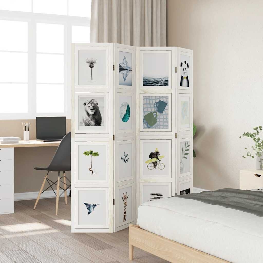 Kamerscherm 4 Panelen Paulownia Wit - 35% Korting!