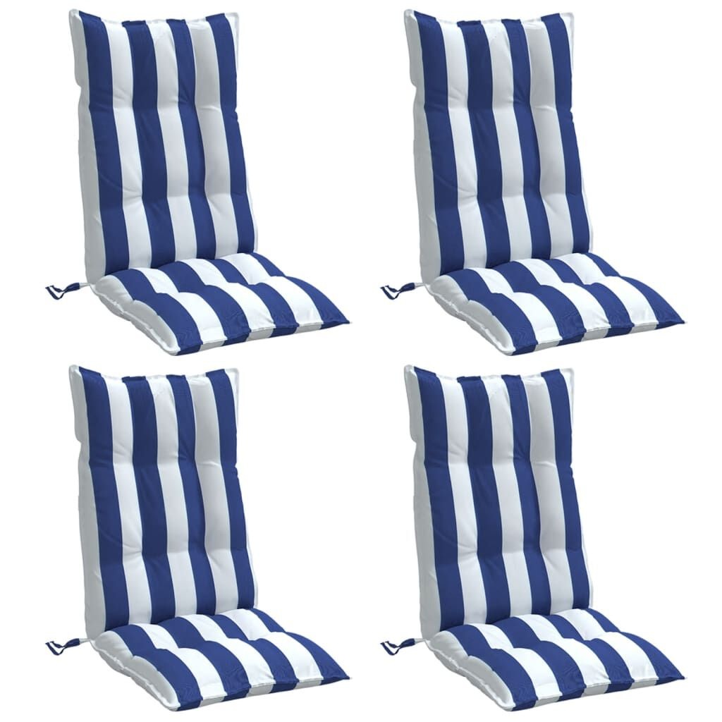 vidaXL Stoelkussens Hoge Rug Wit/Blauw (4 st) - 35% Korting!