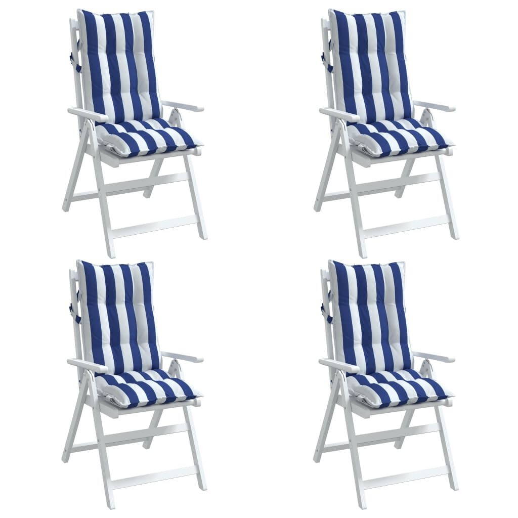 vidaXL Stoelkussens Hoge Rug Wit/Blauw (4 st) - 35% Korting!