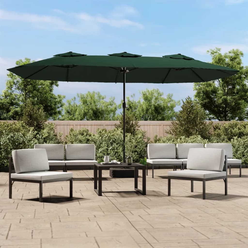 VidaXL Parasol LED Dubbel Dak 449cm Groen -35% Korting!
