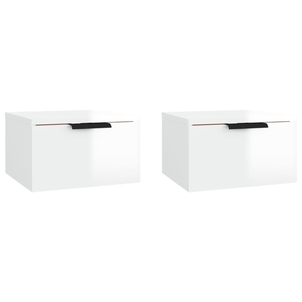 Wand Nachtkastjes Wit Hoogglans (2 stuks) - 35% Korting!