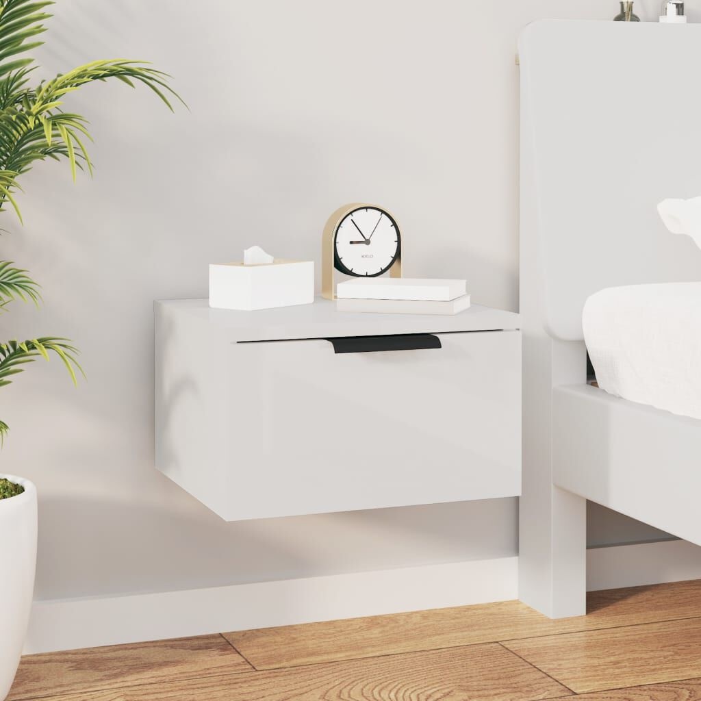 Wand Nachtkastjes Wit Hoogglans (2 stuks) - 35% Korting!