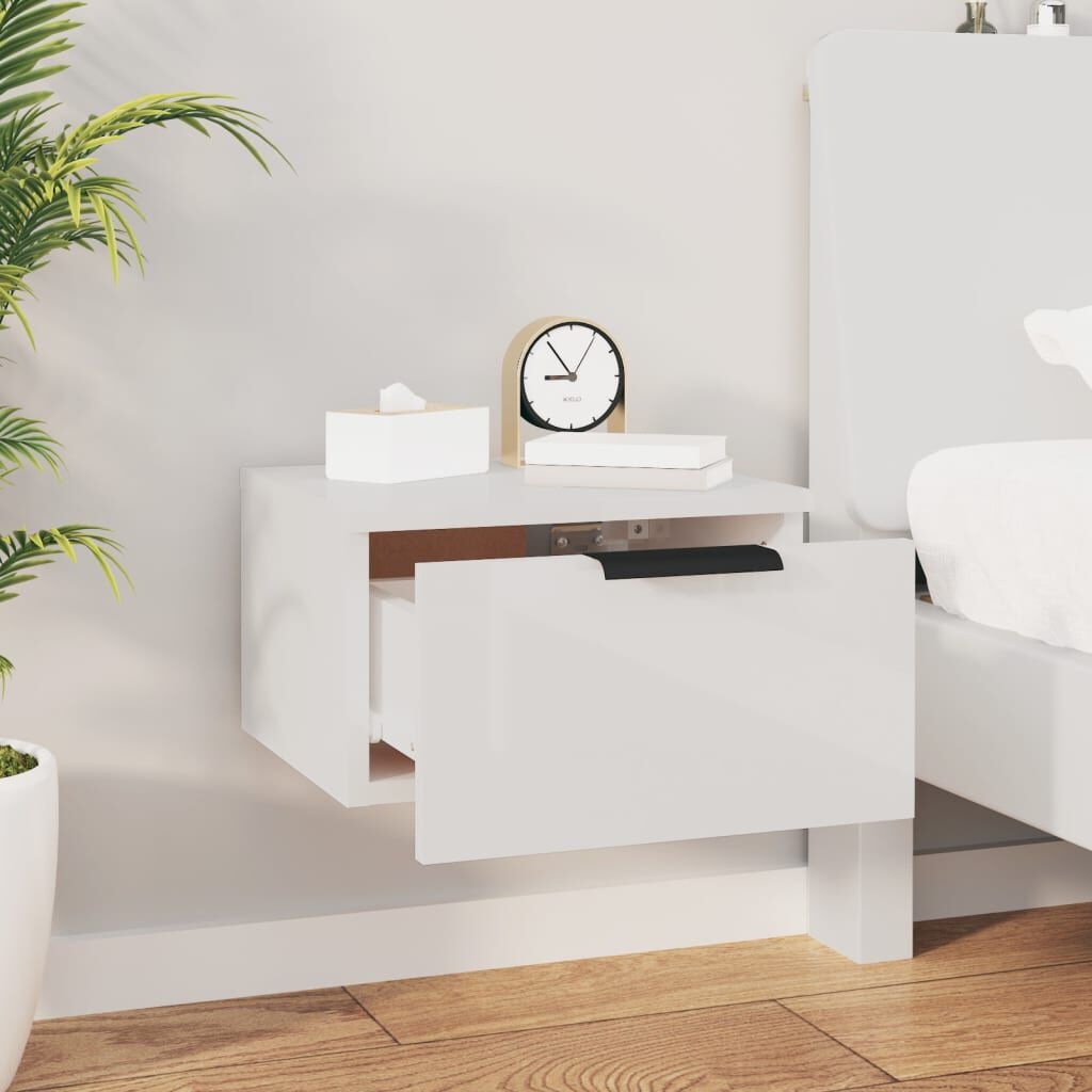 Wand Nachtkastjes Wit Hoogglans (2 stuks) - 35% Korting!