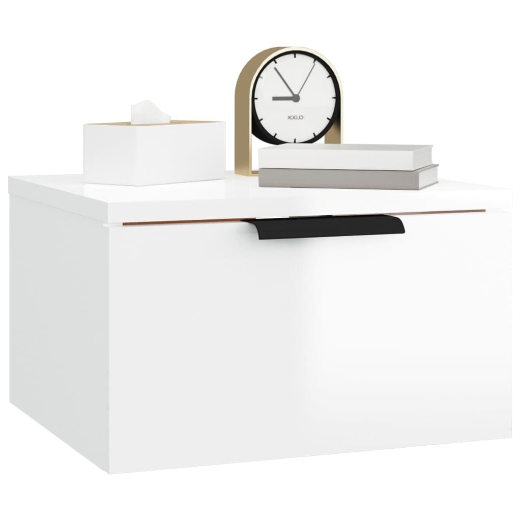 Wand Nachtkastjes Wit Hoogglans (2 stuks) - 35% Korting!