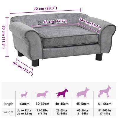 VidaXL Hondenbank Grijs - 35% Korting! Pluche & Comfortabel